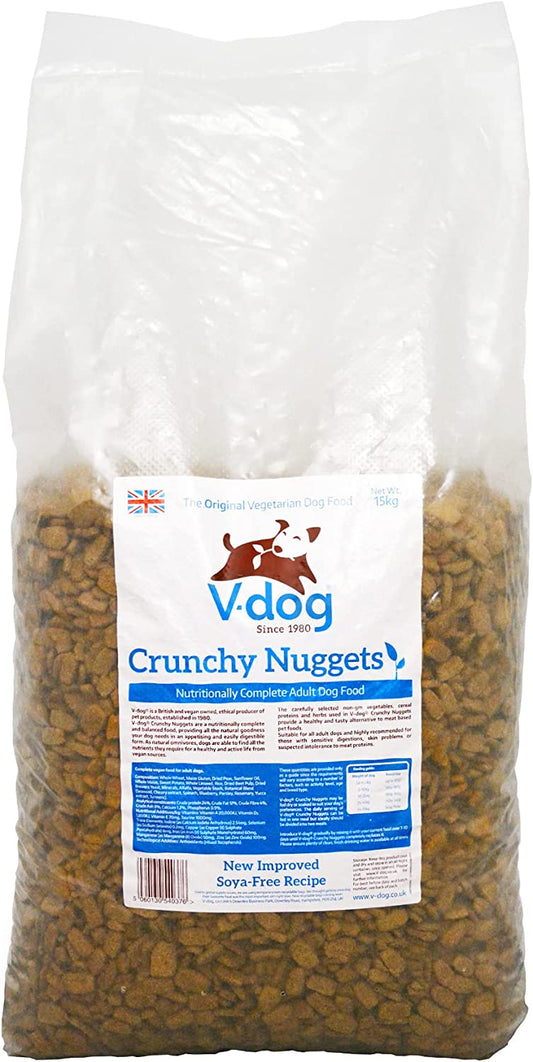 V-DOG Crunchy Nuggets 15 kg NY OPPSKRIFT (posene kommer midlertidig i gjennomsiktig emballasje)