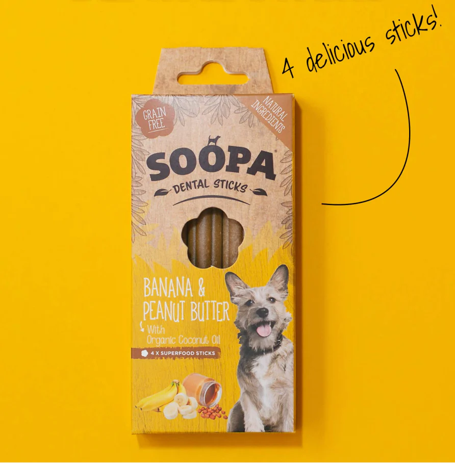 SOOPA banan & peanøttsmør tyggepinner