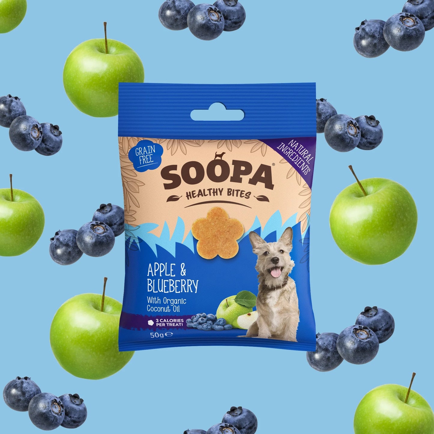 Soopa eple og blåbær biter
