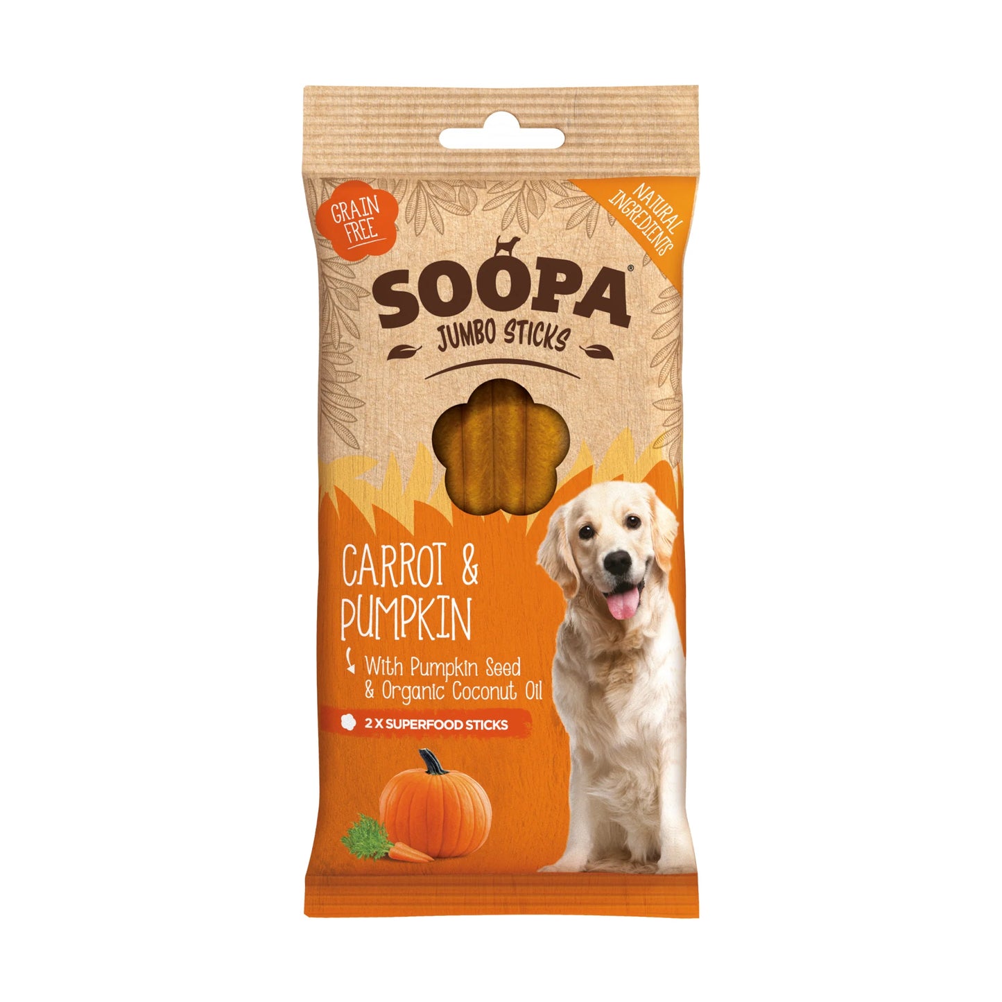 Soopa JUMBO gulrot & gresskar tyggepinner 170 gr